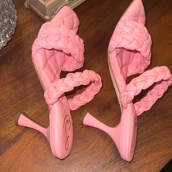 Vibrant Pink Braided Women's Sandals Sam Edelman heels size 8.5 - Picture 6 of 9